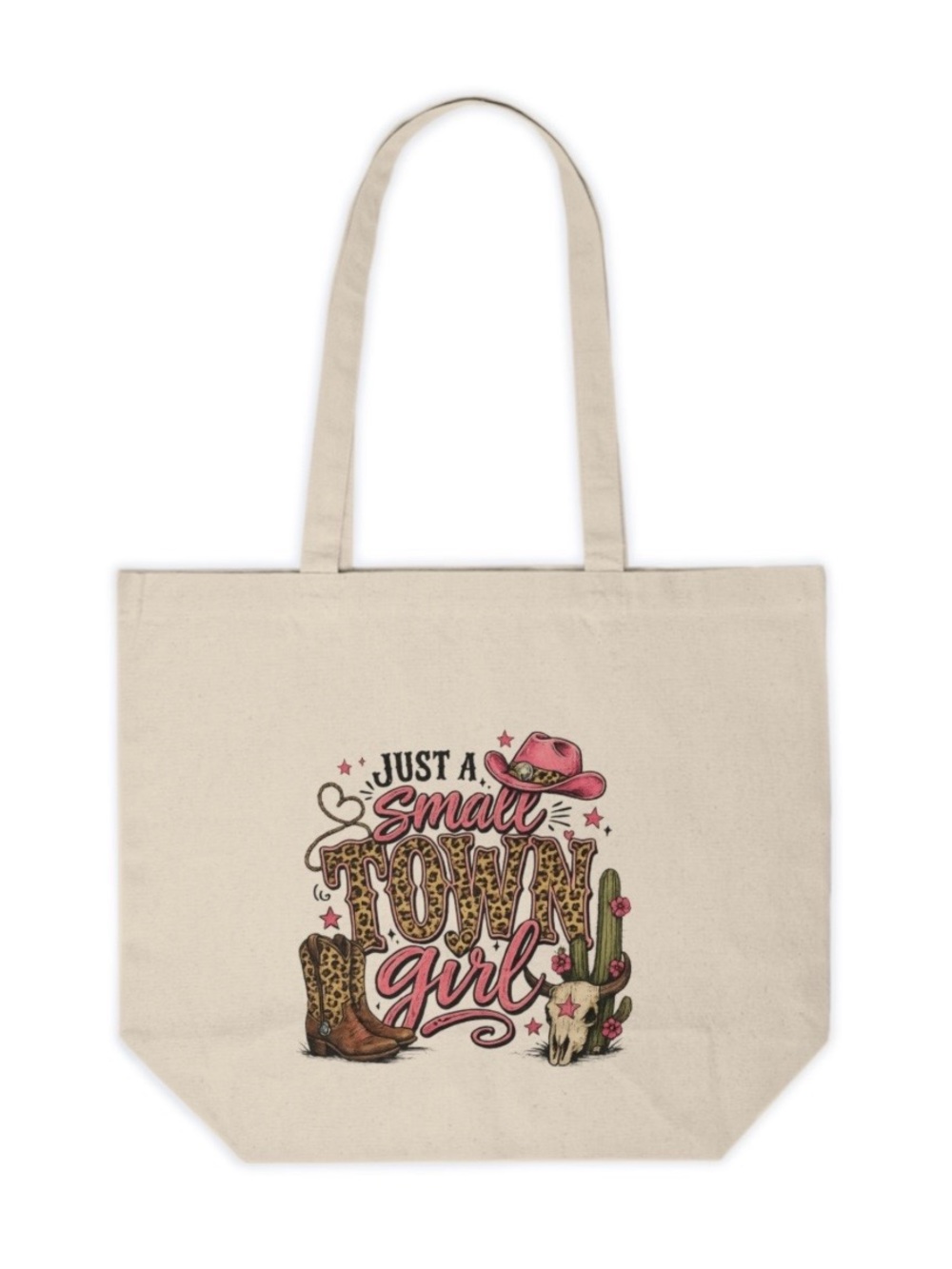 Just a Small Town Girl Canvas Tote Bag | Western Cowgirl Graphic Print Bag
